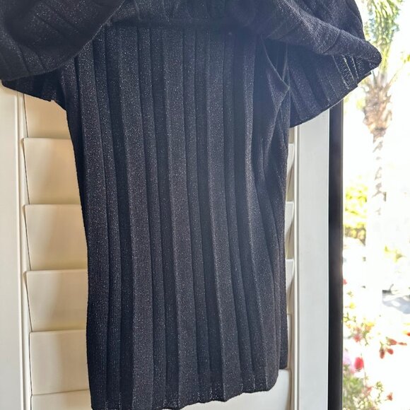 Arden B off the shoulder pleated knit lurex top in black & silver size small NWT - Picture 9 of 11
